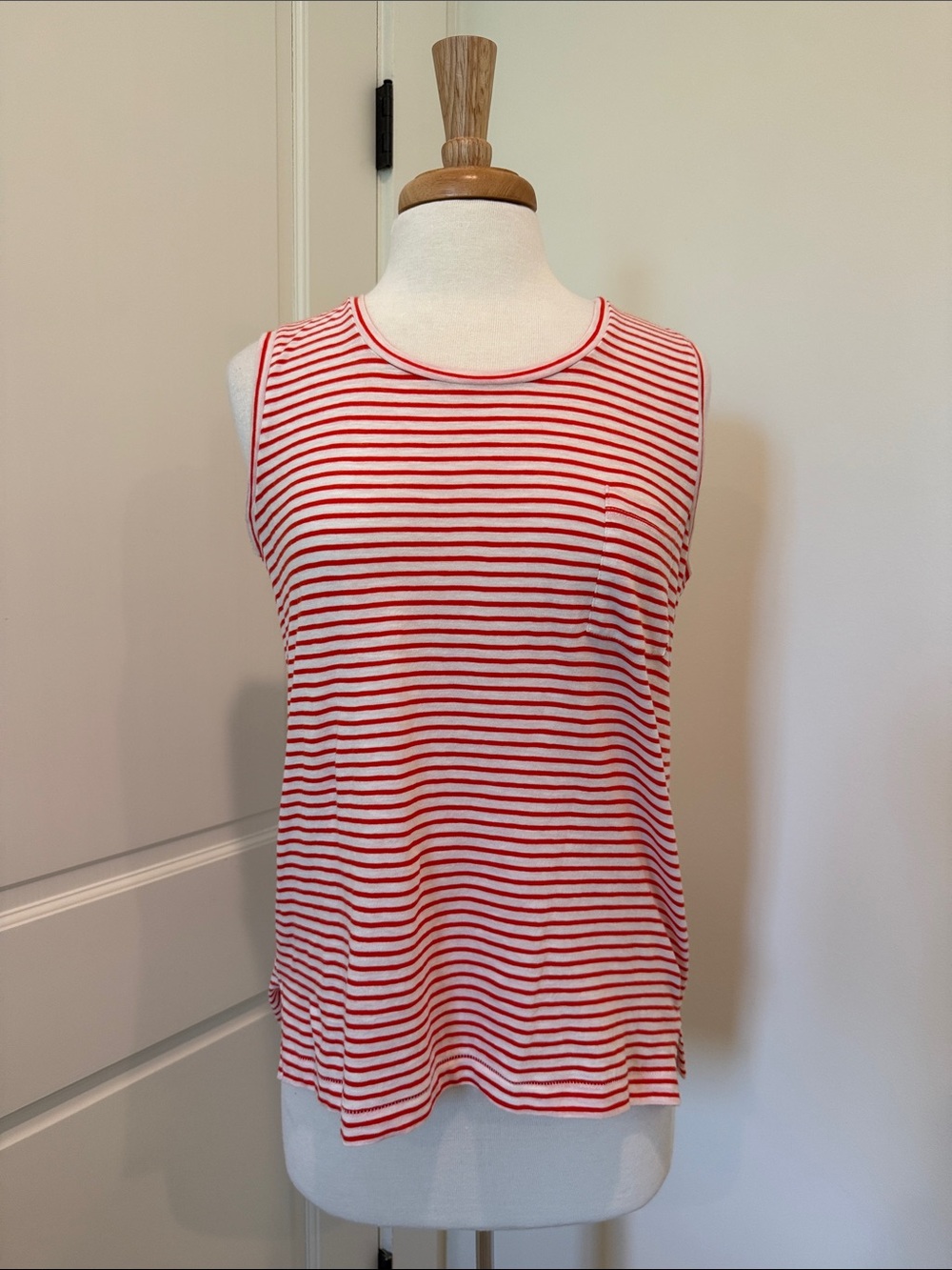 Madewell Red and White Striped Sleeveless Tank